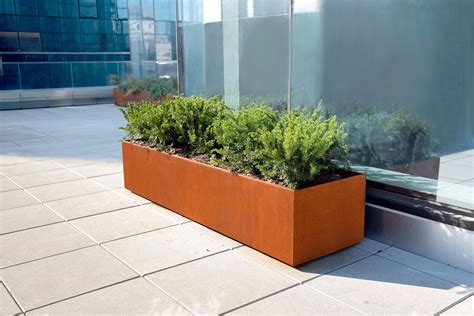 corten steel box planters|long metal planter outdoor boxes.